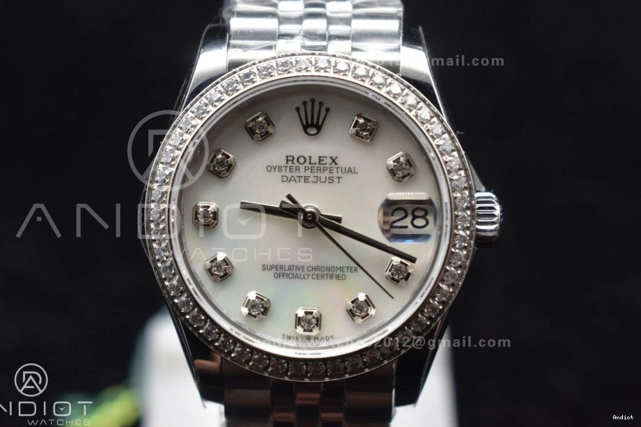 Dial President 278289 On White Steel Ladies Syle Bracelet Bezel 316L DateJust WF 31 Fluted 0427